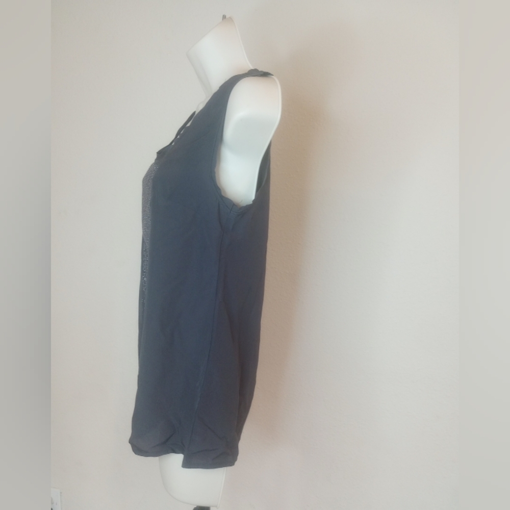 Women's Black Sleeveless Top with Silver Accents - Picture 5 of 11